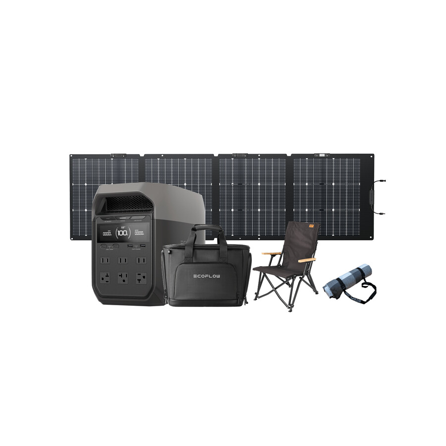 ecoflow delta 3 220-w-solarpanel delta 3 tasche campingstuhl picknickdecke