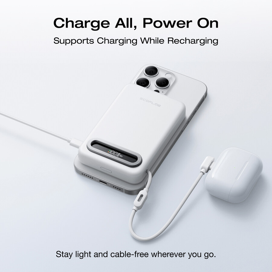 ecoflow rapid mag qi2.2 magnetische powerbank 10.000 mah 25 w integriertes usb-c-kabel