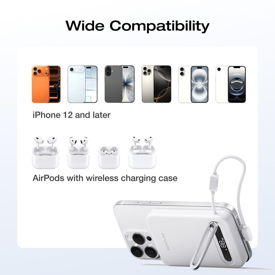 ecoflow rapid mag qi2.2 magnetische powerbank 10.000 mah 25 w integriertes usb-c-kabel