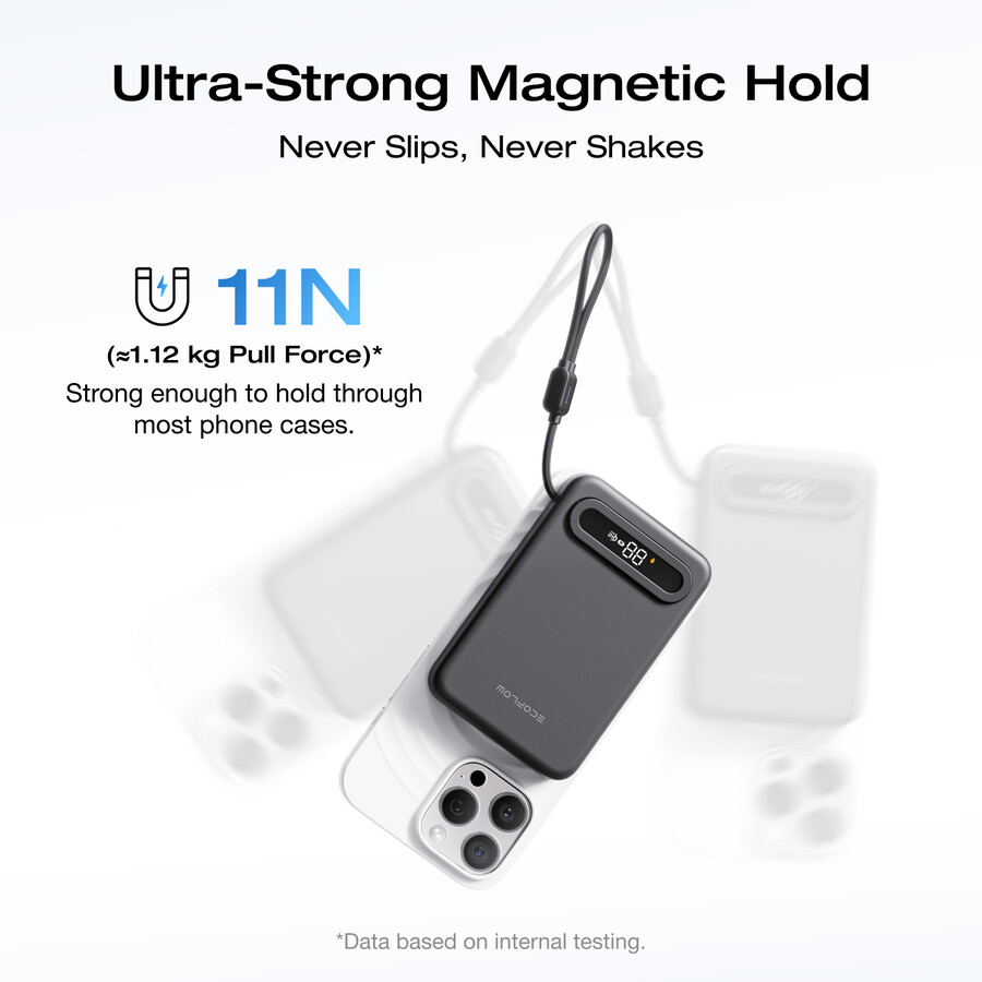 ecoflow rapid mag qi2.2 magnetische powerbank 10.000 mah 25 w integriertes usb-c-kabel
