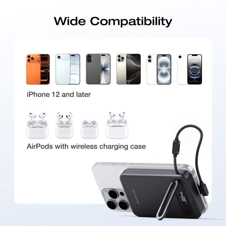 ecoflow rapid mag qi2.2 magnetische powerbank 10.000 mah 25 w integriertes usb-c-kabel