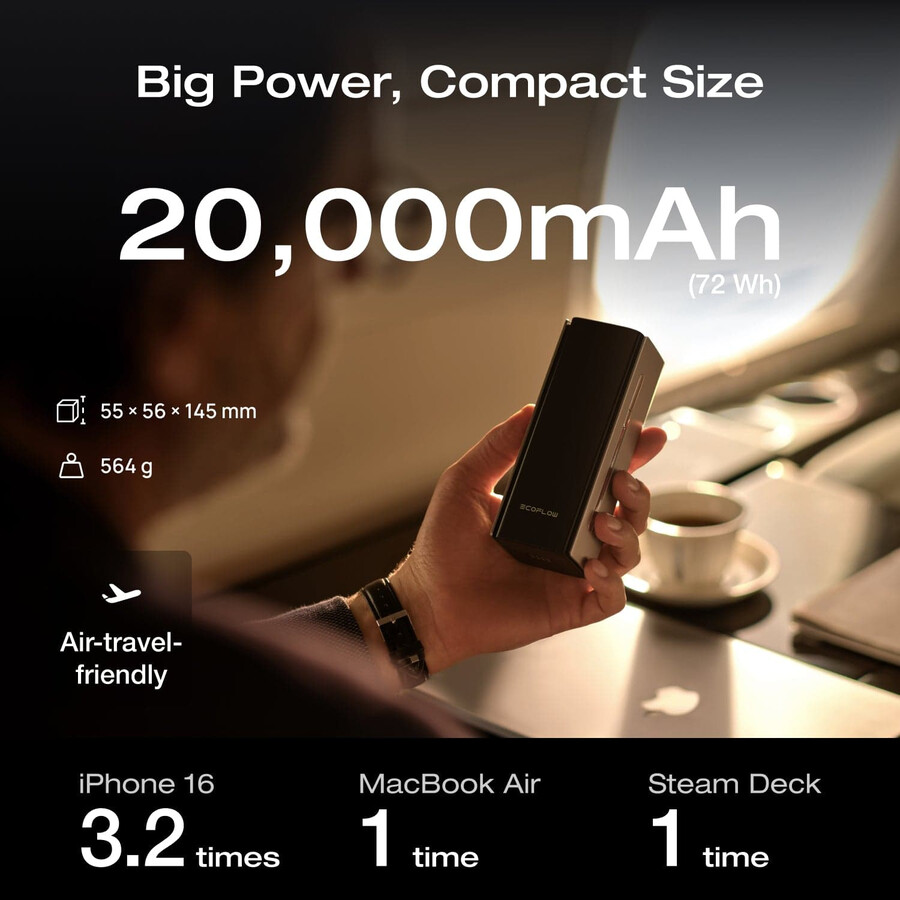 ecoflow rapid pro powerbank 20.000 mah 230 w 100-w-kabel integriert