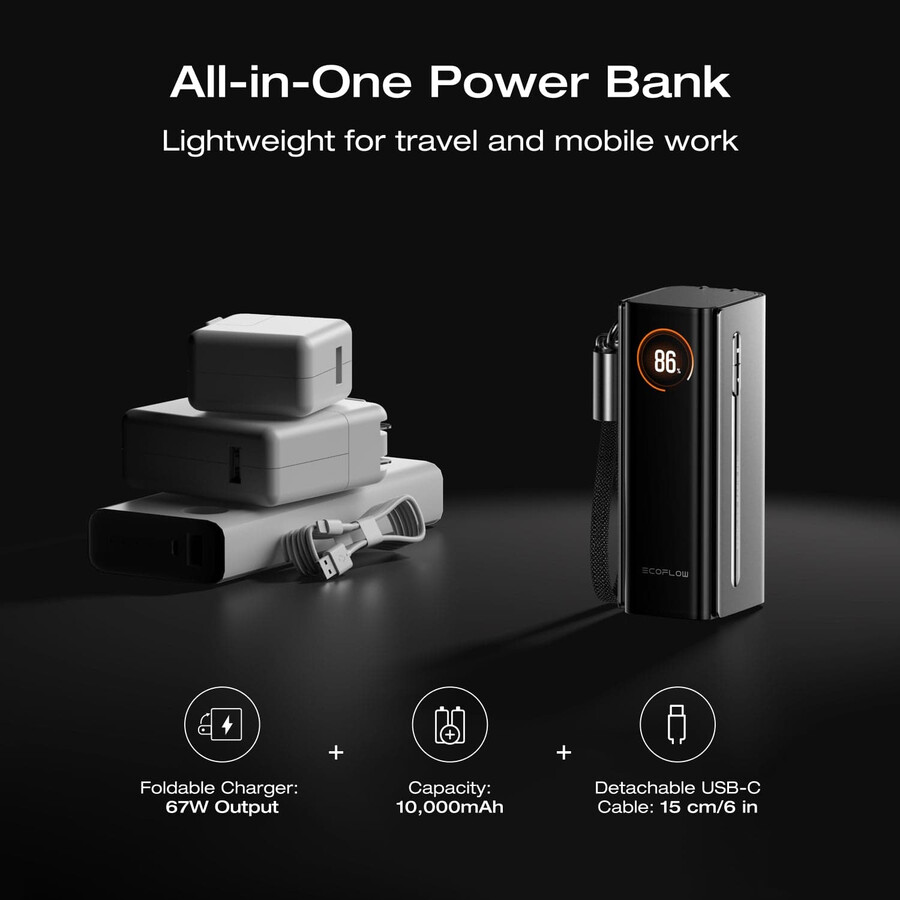 ecoflow rapid pro 3-in-1 powerbank 10.000 mah 67 w