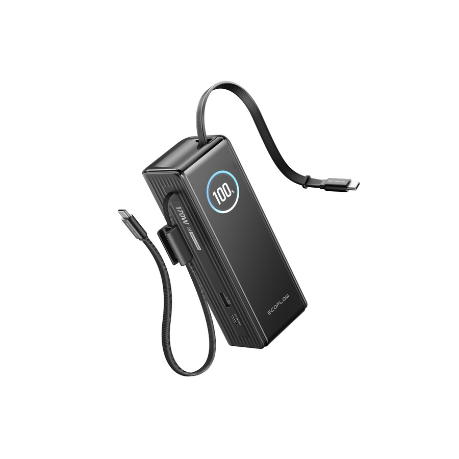ecoflow rapid powerbank 25.000 mah 170 w 100 w integrierter verstärker und einziehbare kabel