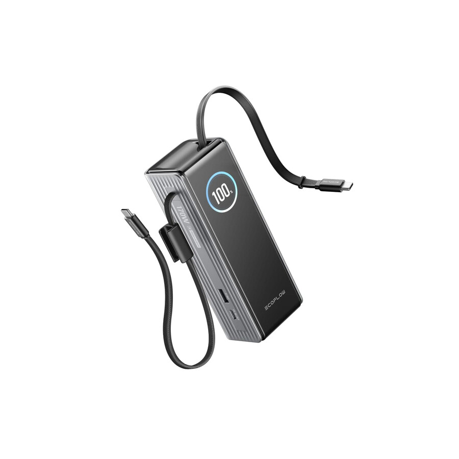 ecoflow rapid powerbank 25.000 mah 170 w 100 w integrierter verstärker und einziehbare kabel