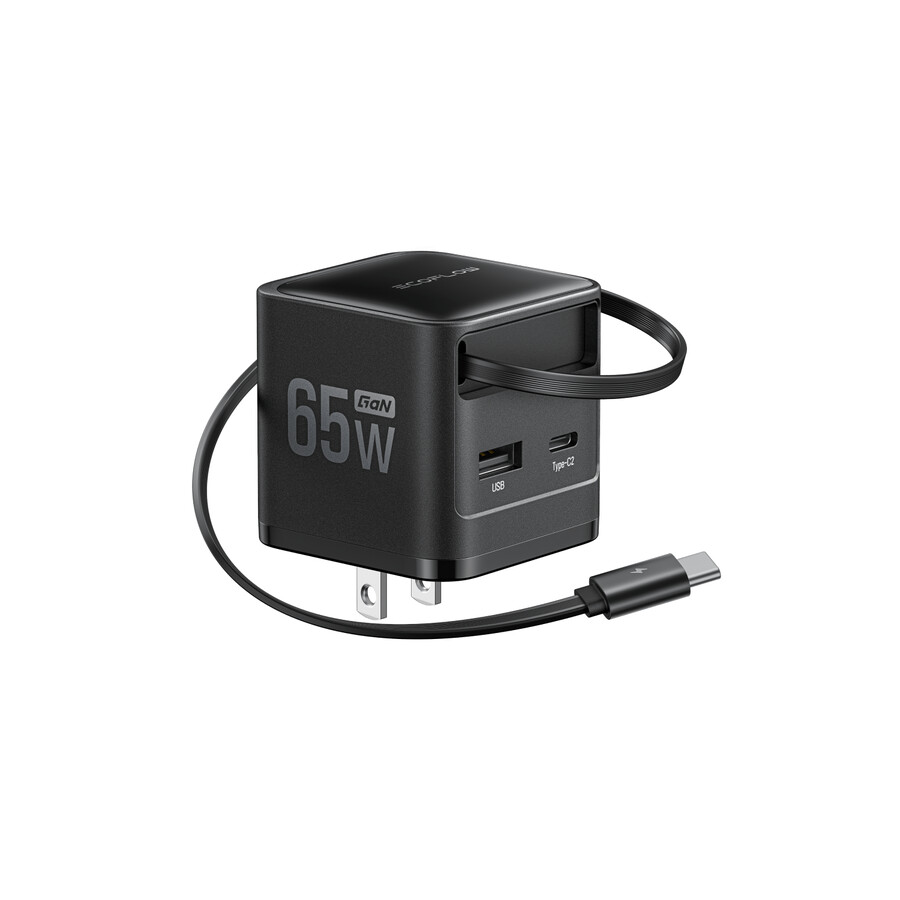 ecoflow rapid ladegerät 65w einziehbares kabel gan