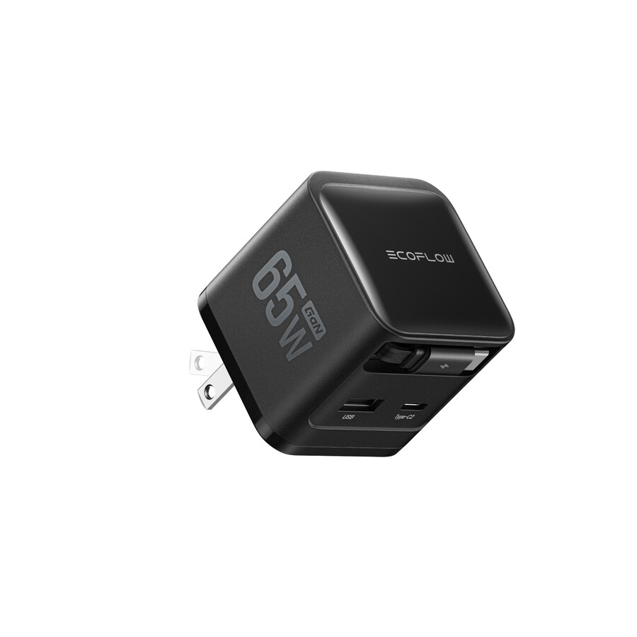 ecoflow rapid ladegerät 65w einziehbares kabel gan